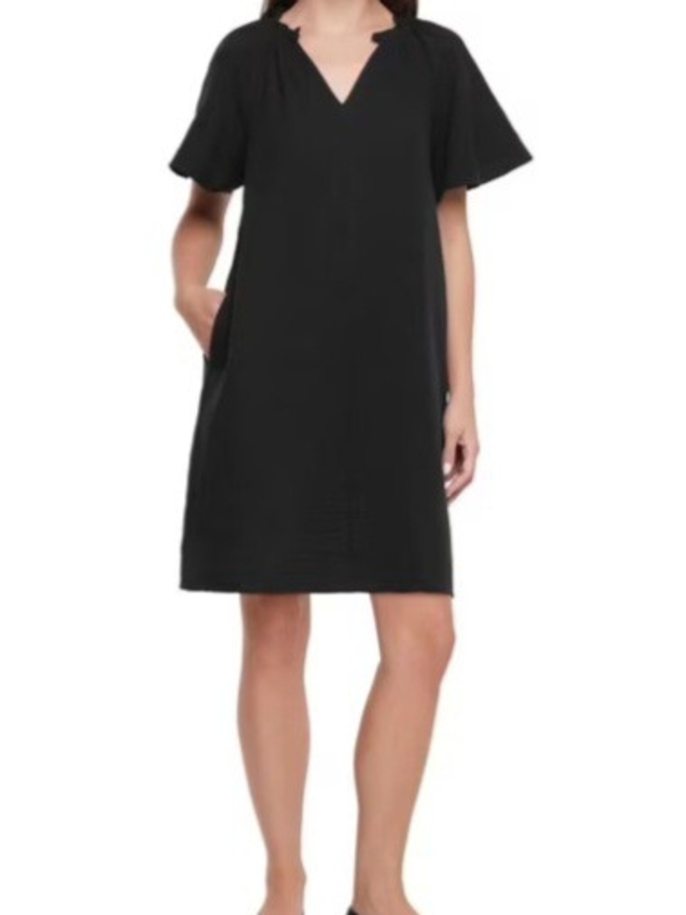 GAP Black Gauze V-Neck Dress